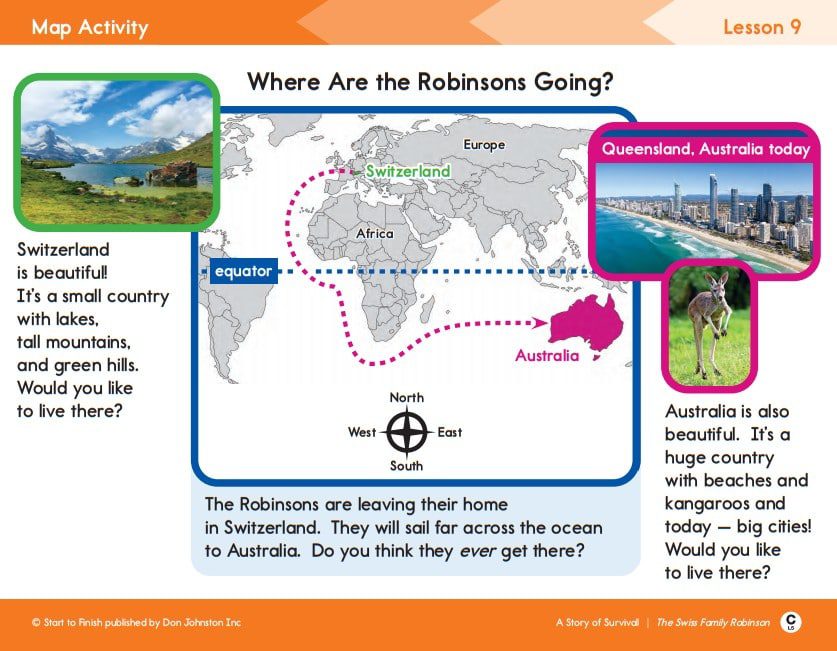 map-screenshot - Building Wings Page from Readtopia's Swiss family Robinson Upper Elementary Unit, with Geography lesson.