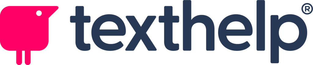 texthelp-master-logo - Building Wings Bright pink text help logo with Texthelp written in blue to the right of the logo.