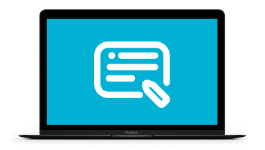 Computer screen with white article icon on aqua background