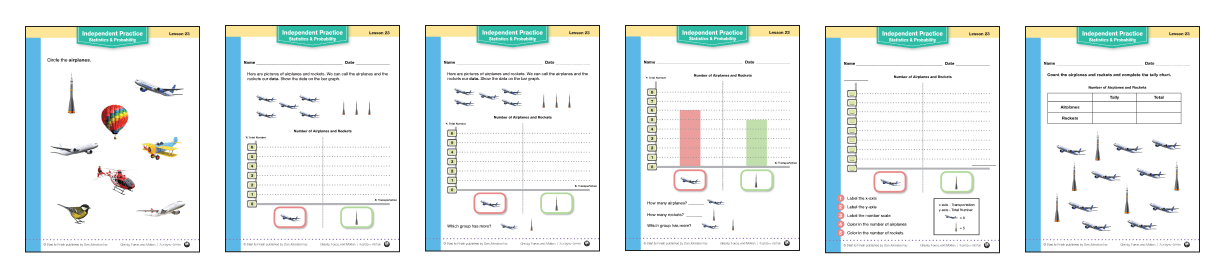 Readtopia Math Unit - Building Wings 6 different pages of Readtopia math lessons.