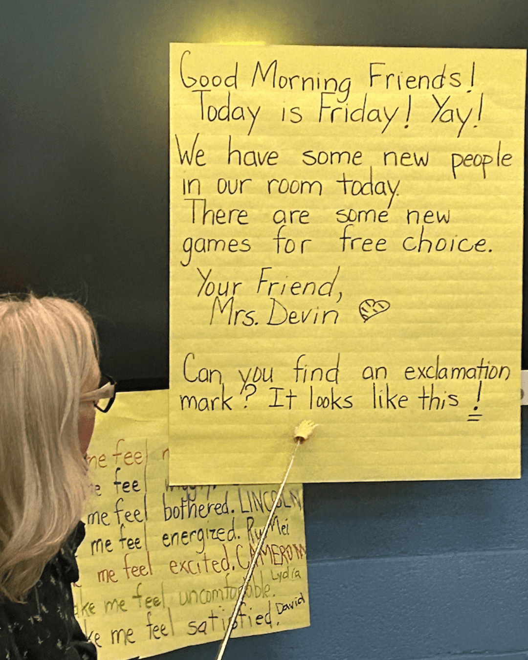 A special education teacher leading a class in a morning message - Building Wings