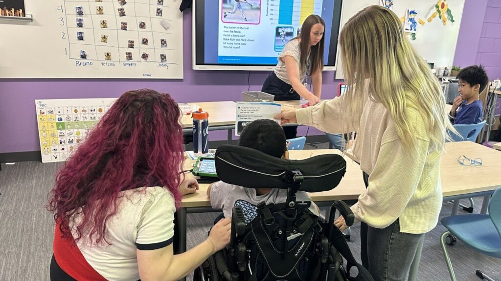 Special educators and related services staff provide specially designed literacy instruction and communication supports to students with complex learning needs.