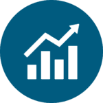 Upward trending bar chart with arrow representing measurable literacy growth and IEP goal progress