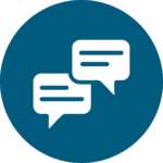 Speech bubble icons representing independent communication and expressive language development